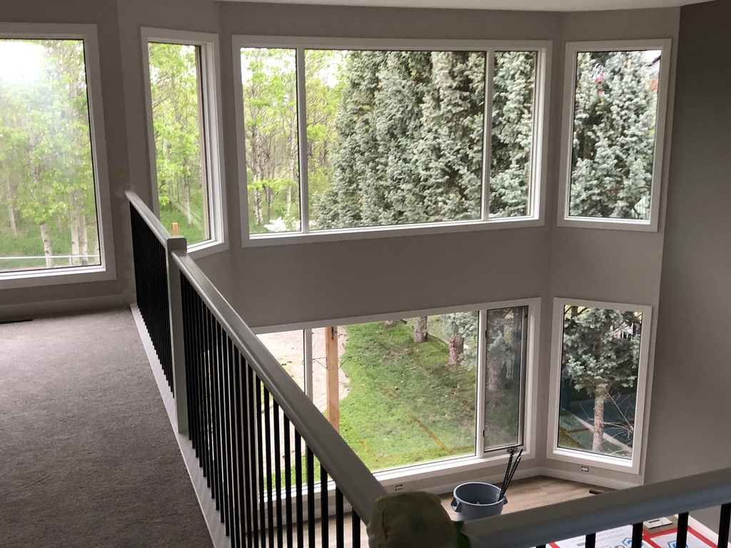 Renovated windows, railings, floor, and trim